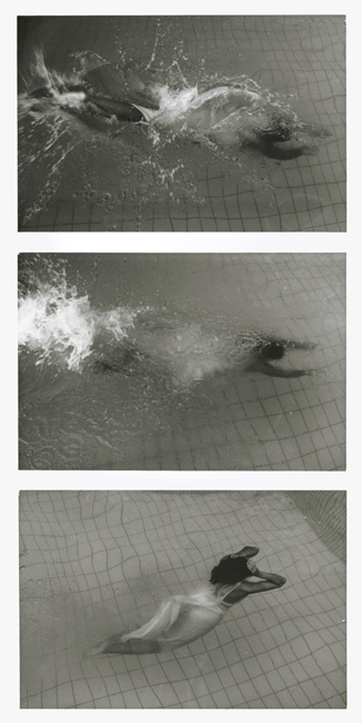 Three-Part Series of a Fully Clothed Woman Diving in Water Three-Part Series of a Fully Clothed Woman Diving in Water