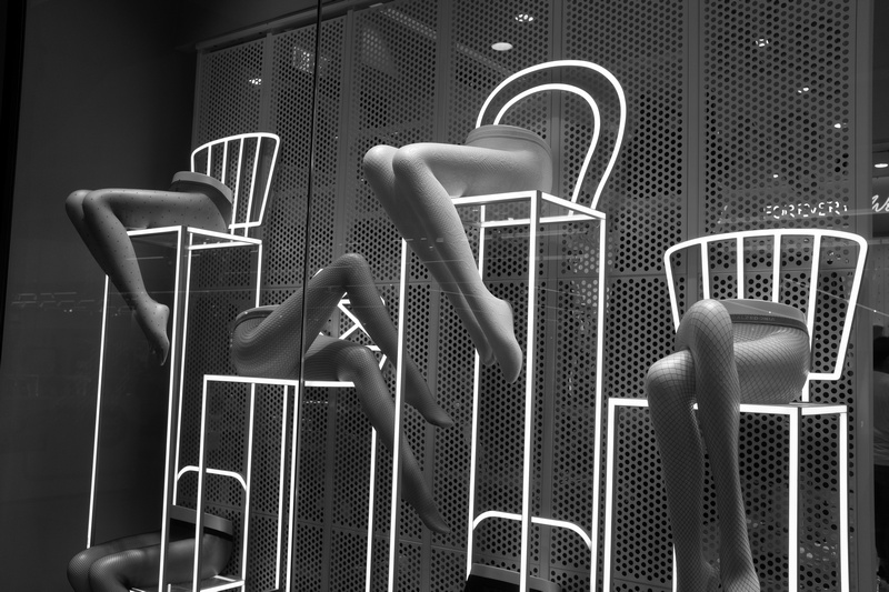 Window Display of Legs and Panty Hose Window Display of Legs and Panty Hose